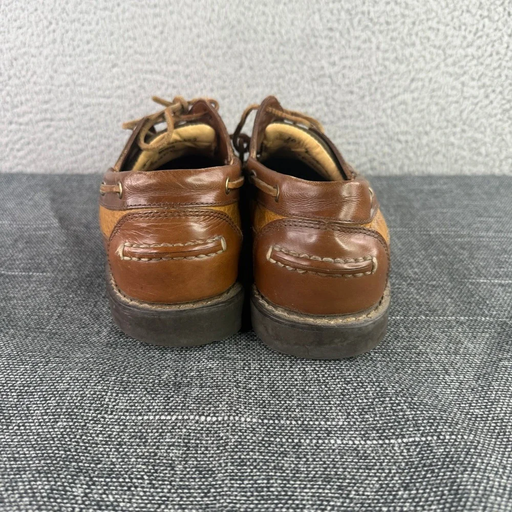 LL Bean Boat Shoes Mens 10 Brown Leather Lug Sole Moccasin Loafers 244472
